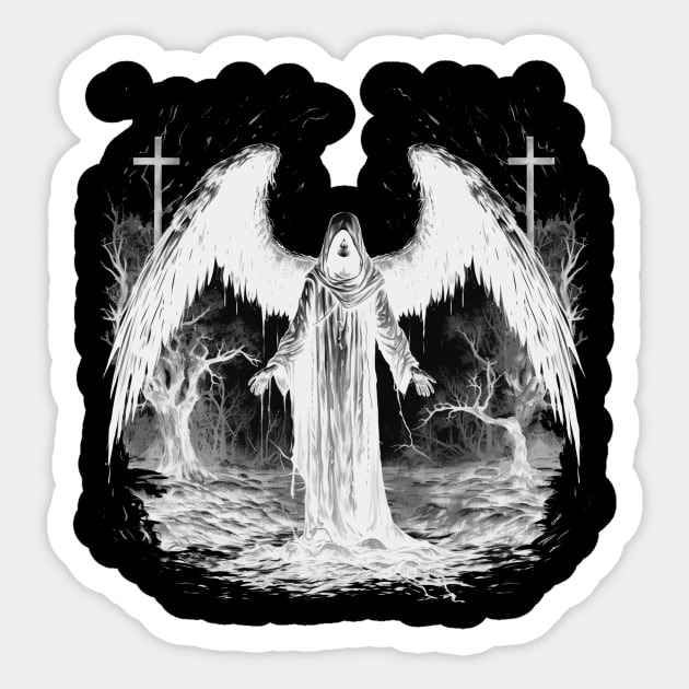 Angel of Death, Alternative Gothic Black and White Sticker by LunaElizabeth